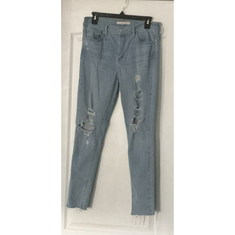 Levi Women's 720 High Rise Supper Skinny Jeans Light Wash Distressed Size 28